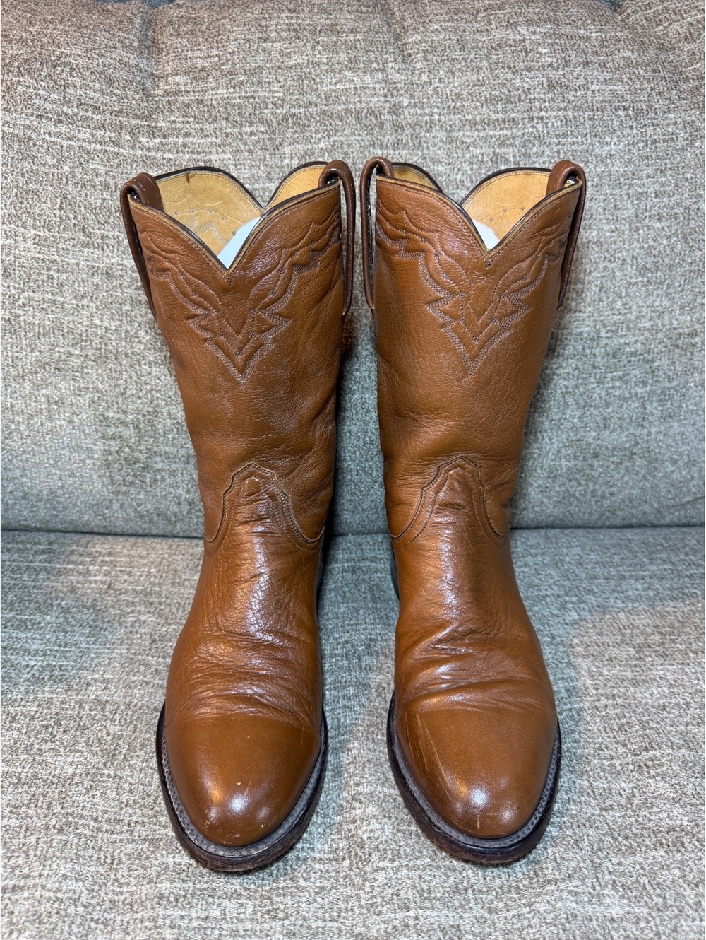 Lucchese 2000 Men's Tan Leather Cowboy Boots Size 8.5 D T008502